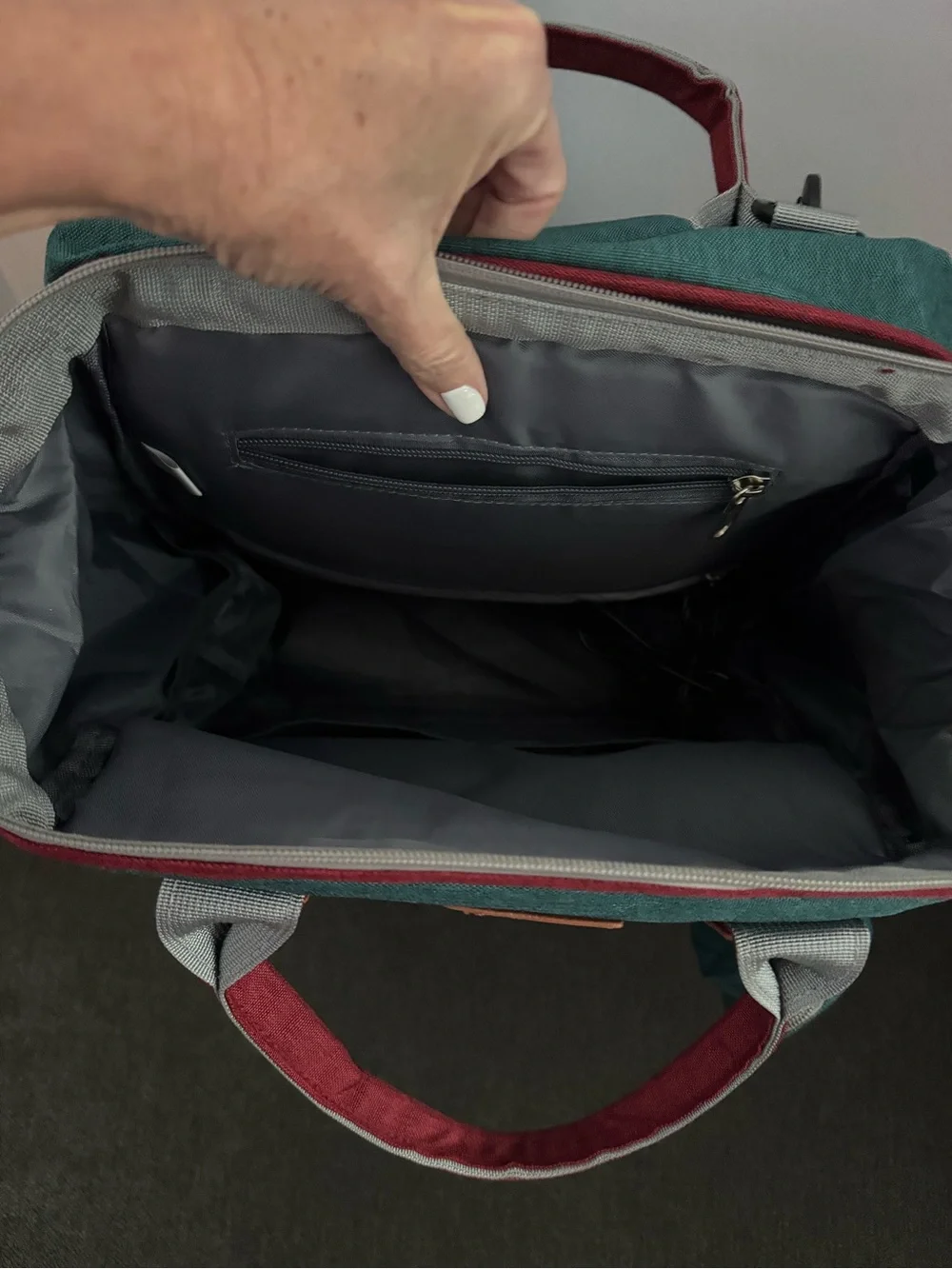Good Mum Diaper Bag Backpack Teal/Red/Navy w Changing/Napping Station USBCharger